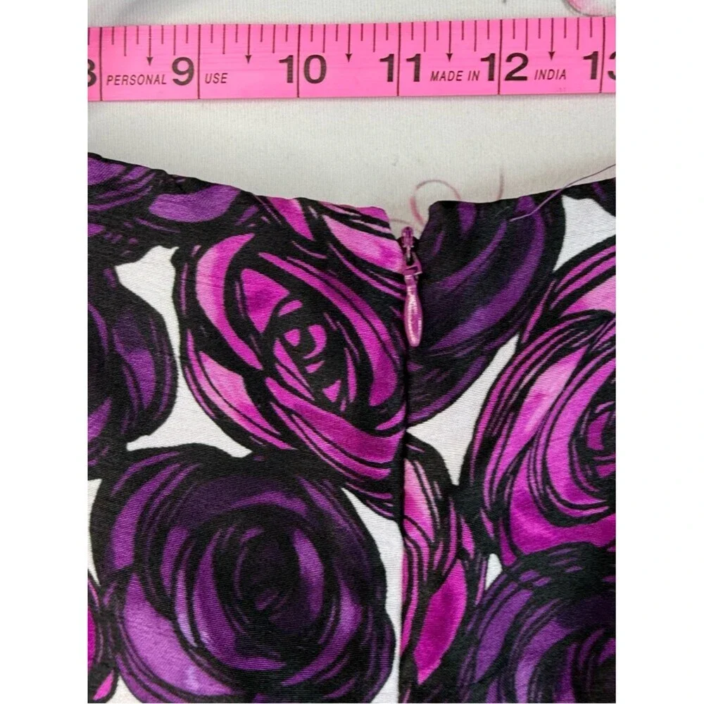 Tahari Dress 100% silk roses flowers floral Purple & Black Floral Midi Dress - Picture 9 of 14